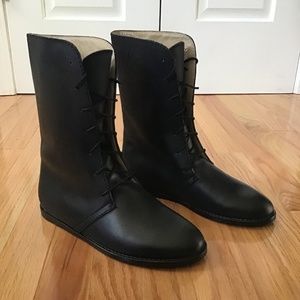 Acne Studios Black Leather Lace Up Flat Combat Boots - SZ 37